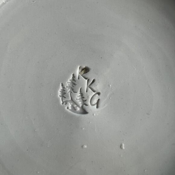 Studio Art Pottery Bowl 7" Blue Leaf Motif Glazed Marked By Artist - Picture 5 of 7